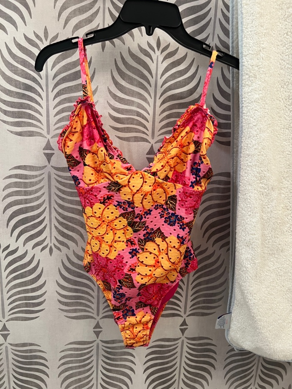 One-Piece Swimsuit in Pink & Yellow Floral
